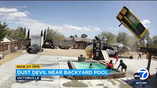 Dust devil wreaks havoc in Victorville family's backyard