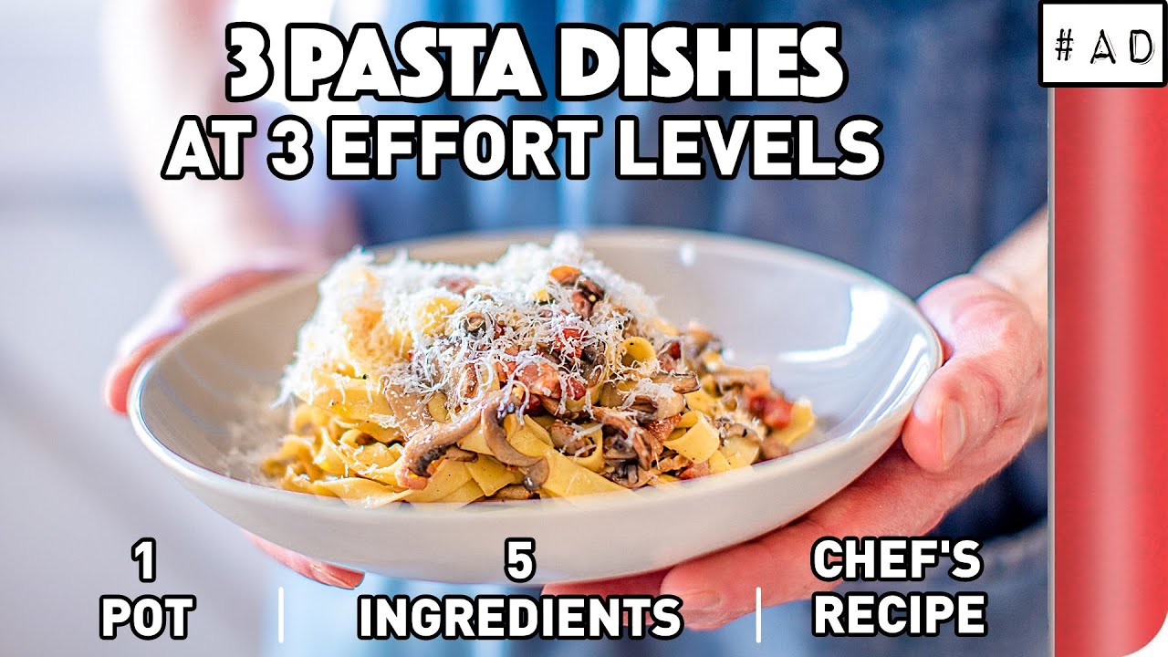 3 Pasta Dishes at 3 Effort Levels | 1 Pot | 5 Ingredients | Chef
