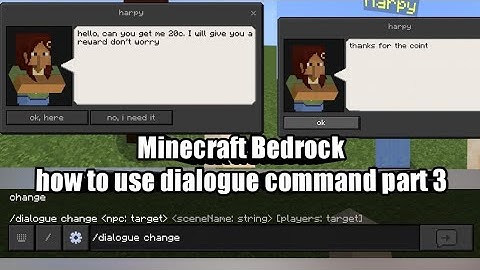 Minecraft Bedrock Command : how to /dialogue [part 3](change)