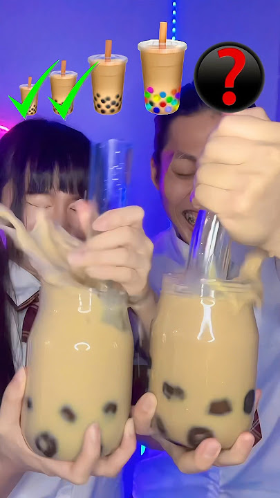 Boba emoji challenge🧋🥵Bubble tea #asmr #mukbang