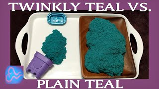 TEAL VS. TWINKLY TEAL KINETIC SAND COLOR COMPARISON