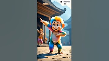 🐒Monyet Pelangi Kribo Tampil Lagi, Joget Lagu Fun Beat!🕺🐵 #monkey #babymonkey #dance #funny #shorts
