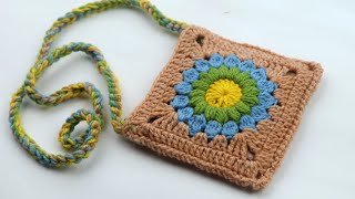 New Easy crochet small bag / square crochet bag tutorial step by step