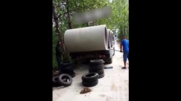 Great idea unloading concrete pipe from truck