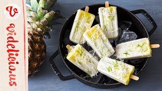 大人のカクテルアイス♪ピニャ・コラーダアイスキャンディー｜Pina Colada Boozy Popsicles