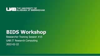 BIDS Workshop [TRAIN-02-2022]