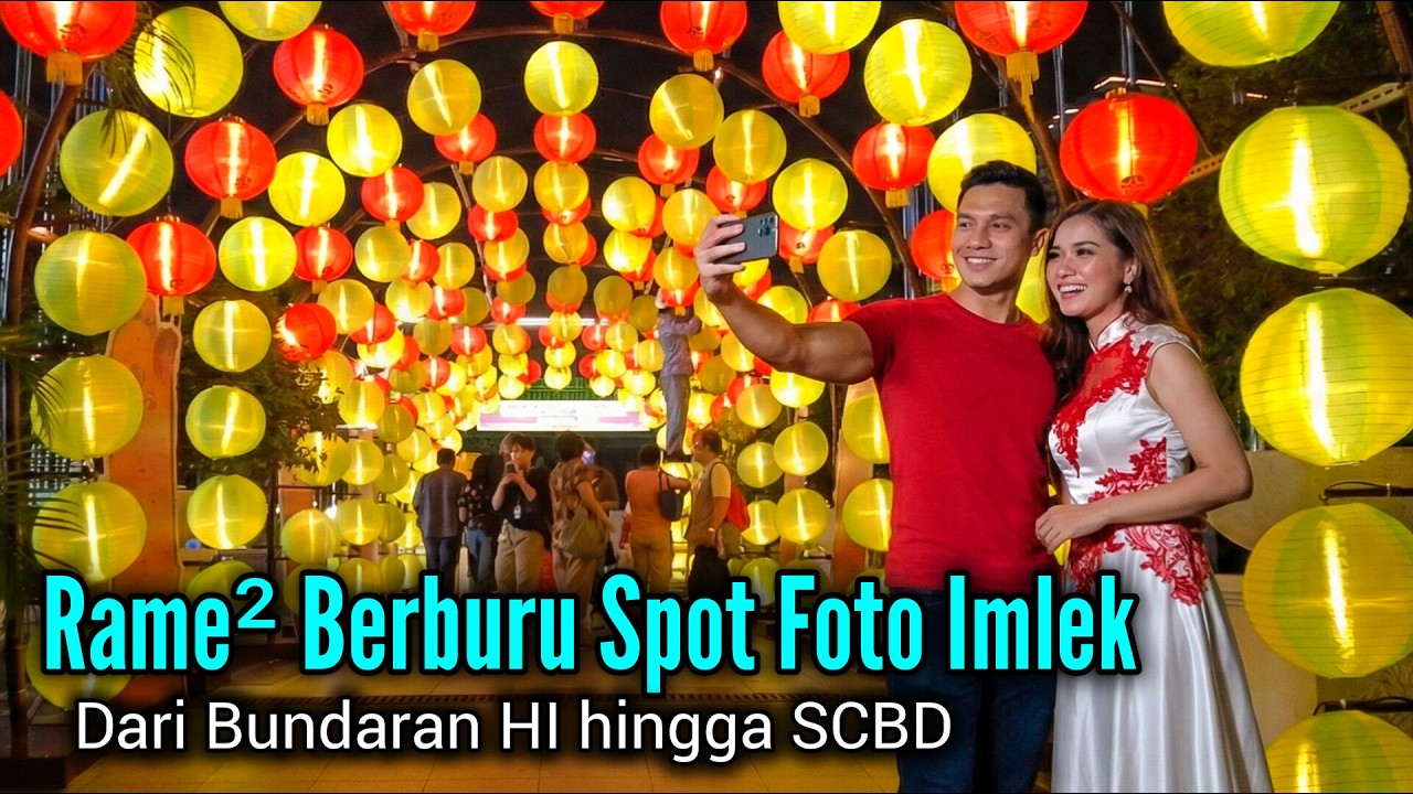 Meriah Banget! Suasana Festival Imlek 2026 di Bundaran HI Jakarta, Lampion Merah Menyala Terang
