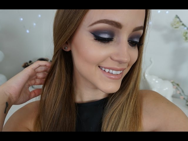 Navy Blue Silver Smokey Eye Makeup