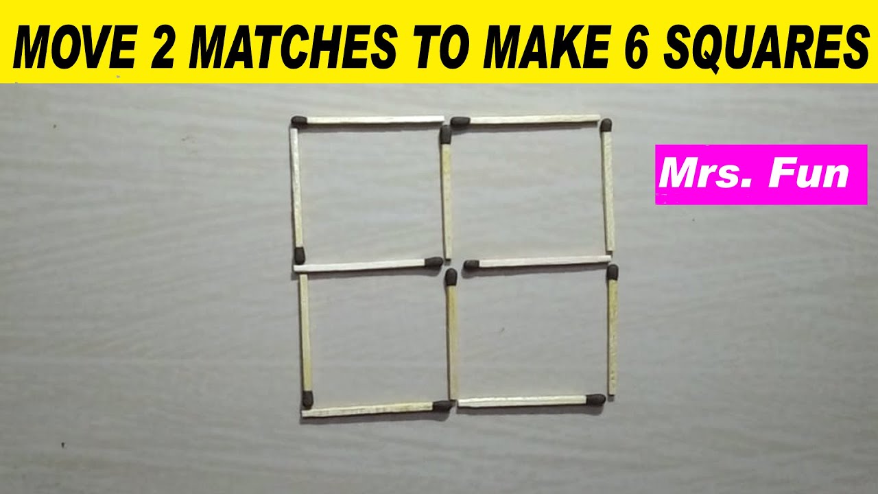 Make Four Matchstick Squares in Two Moves SOLUTION! 