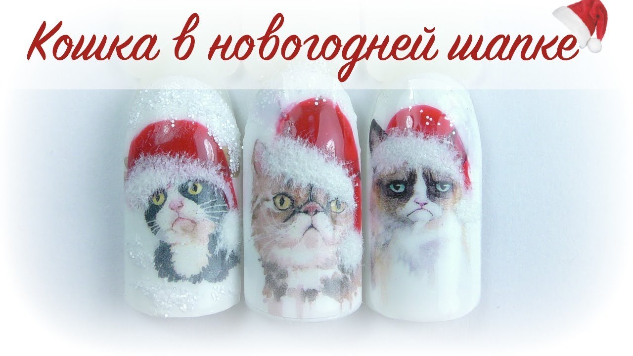 Дизайн Ногтей С Кошками Новогодние Фото