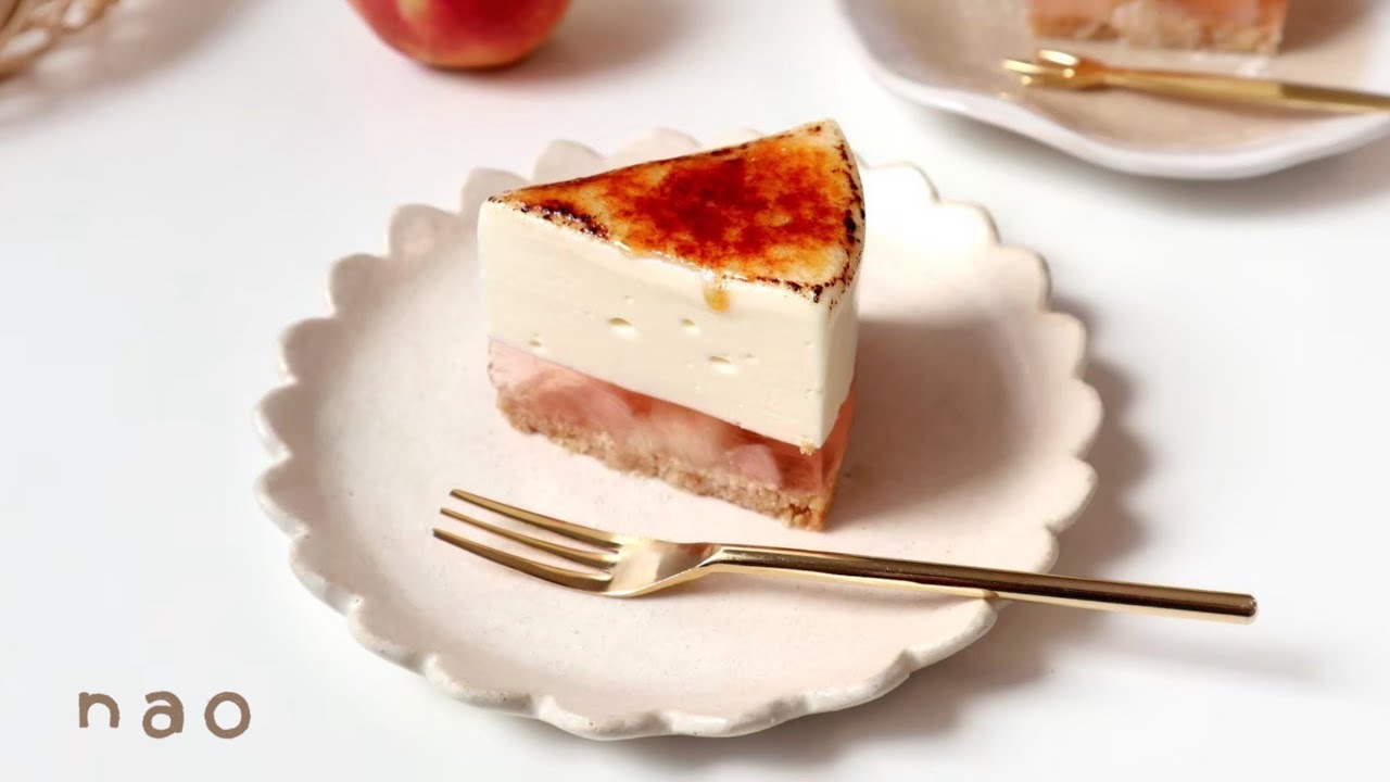 桃ブリュレアチーズケーキ🍑peach blulee rare cheesecake - YouTube