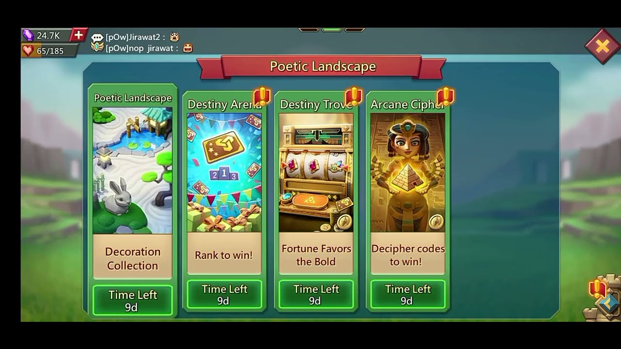 event lords mobile [Poetic Landscape] Poetic Landscape Destiny Arena  Destiny Trove Arcane Cipher