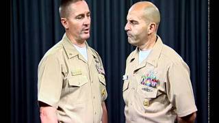Fleet Master Chief Stevens and Command Master Chief Torchia on Seatbelts