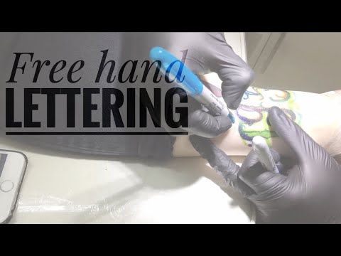 Free hand lettering tattoo - YouTube