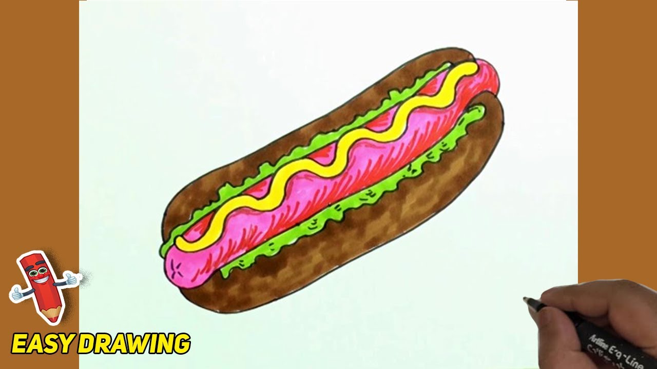 Hot Dog Drawing How to Draw and Color a Hot Dog Step By Step Hot