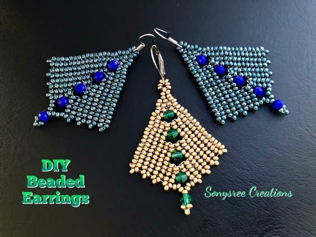 How to make beaded Earrings.Herringbone Stitch Beaded Earrings.Intermediate level