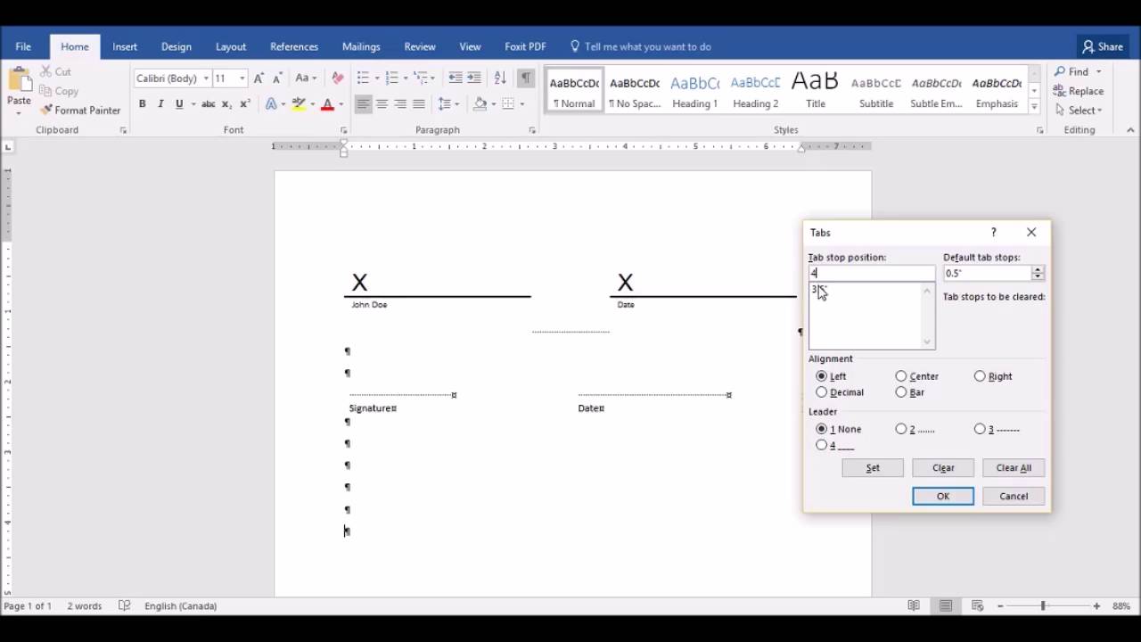 Signature Lines in Microsoft Word