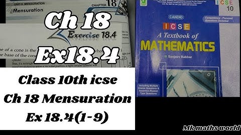 Class 10th icse Maths Ch 18 Mensuration Ex 18.4(1-9)👍