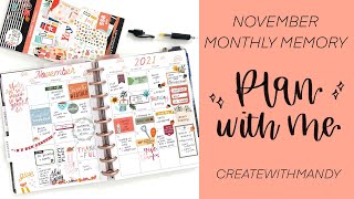 Plan with Me // November Monthly Memory // The Happy Planner