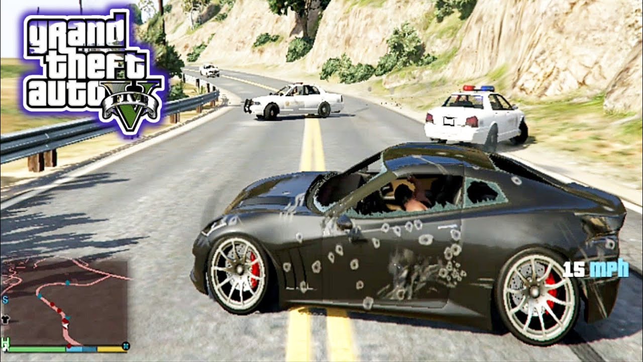 GTA V 5 Star Wanted Level Police Army Shootout + Escape - YouTube