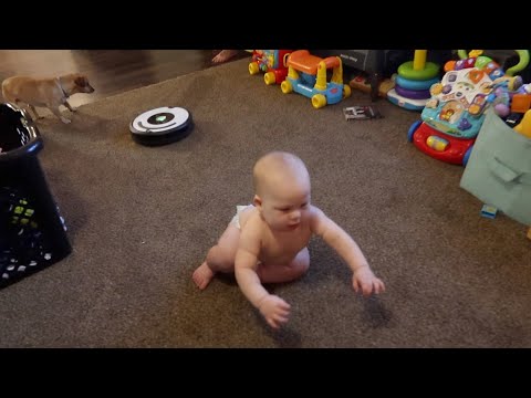 Baby Is Scared Of The Roomba!!