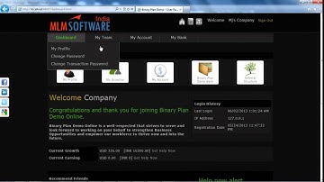 MLM Binary Plan - User Panel Demo in Hindi