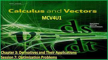 Calculus & Vectors Chap 3 Session 7 Optimization Problems MCV4U1 MCV4U Nelson Pascal Academy