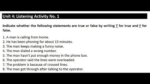 Unit 4: Listening Activity No.1