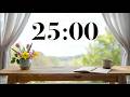 25 Minute Study Timer | Cozy Spring Desk with Relaxing Lofi Music & Nature Sounds for Focus