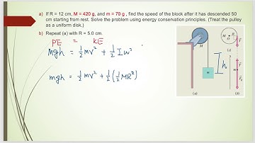 【AP物理C】 Find the speed of the block after it has descended 50 cm starting from rest