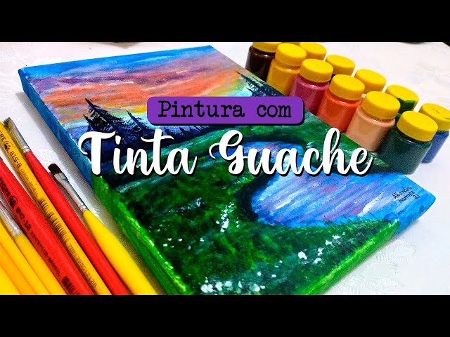 TÉCNICA de PINTURA com GUACHE PAISAGEM com BARCO 