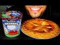 Asmr eating warm american apple pie ben  jerrys ice cream netflix and chilld mukbang no talking