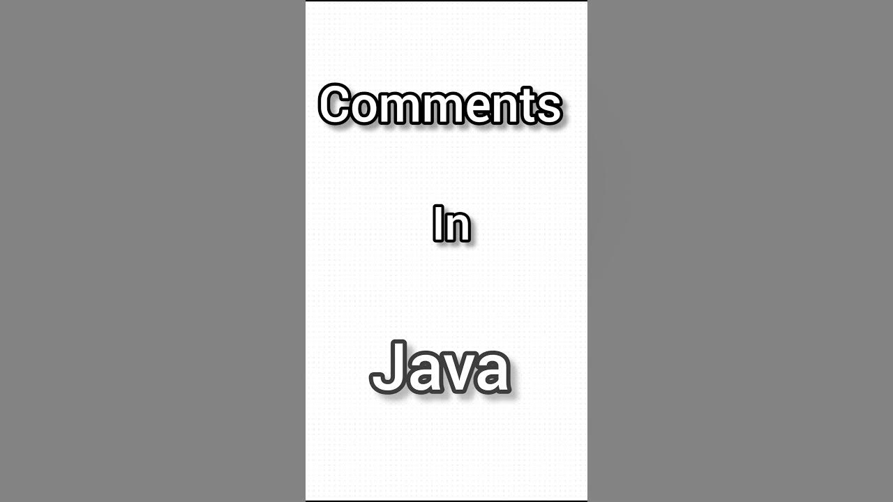 Comments in Java #shortvideo - YouTube