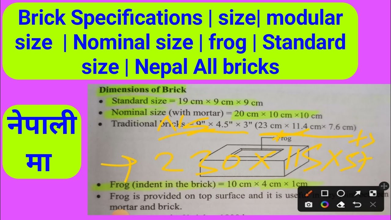 Brick Specifications Size Modular Size Nominal Size Frog Brick Specifications Size Modular Size Nominal Size Frog