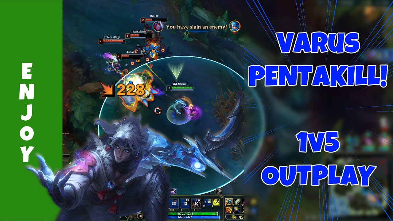 Varus Pentakill - Massive 1v5 Outplay!