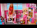 Barbie LOL Family Stay Home School & Cleaning Morning Routine with
