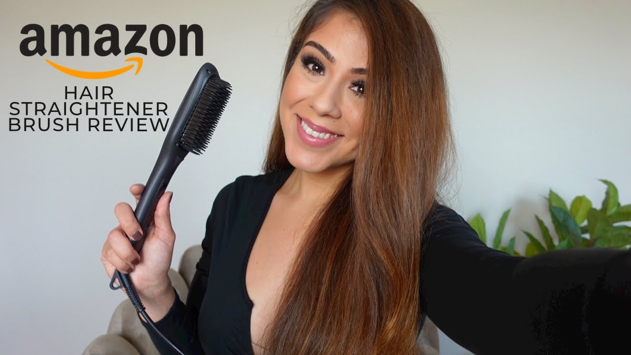 Hair Straightener Brush Review On CURLY HAIR - YouTube