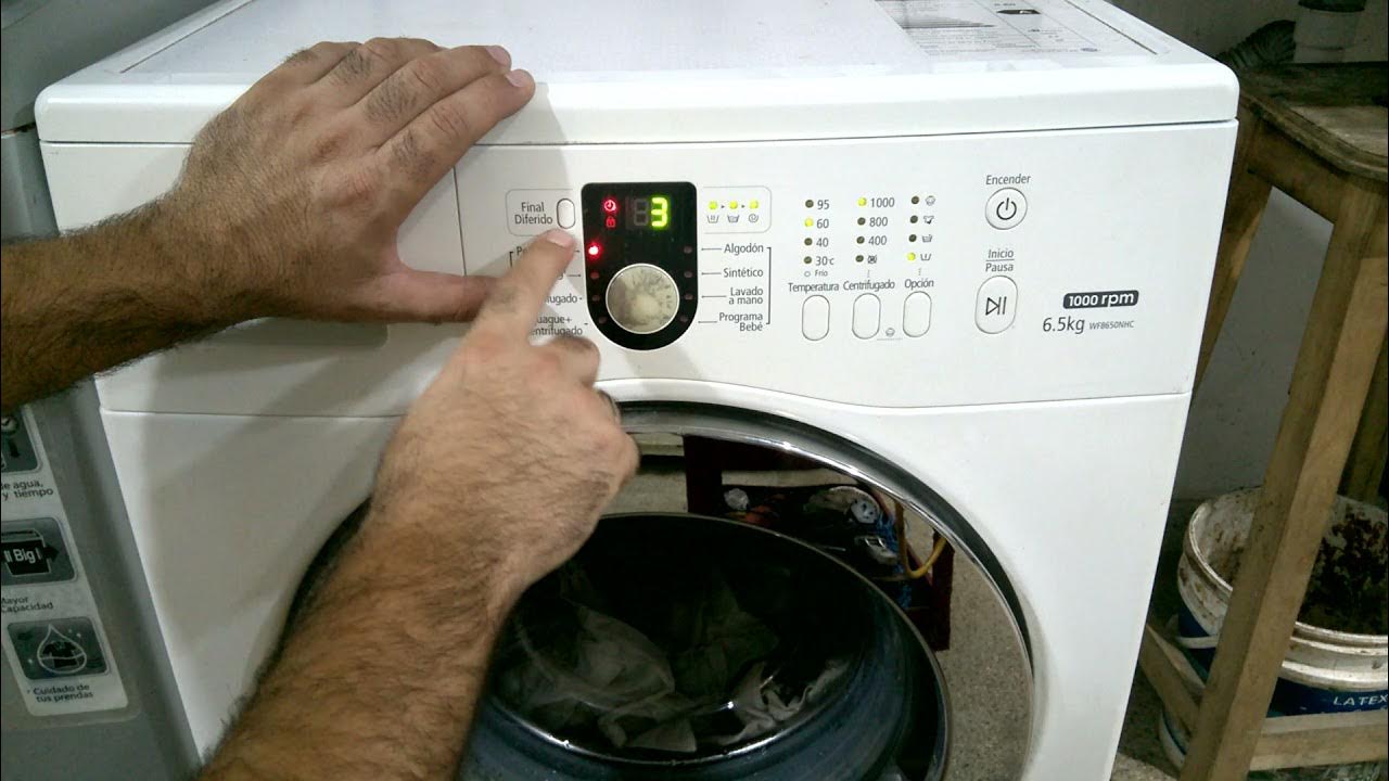 Como usar lavarropas samsung. Paso a paso descripción cada de sus botones y funciones. - YouTube