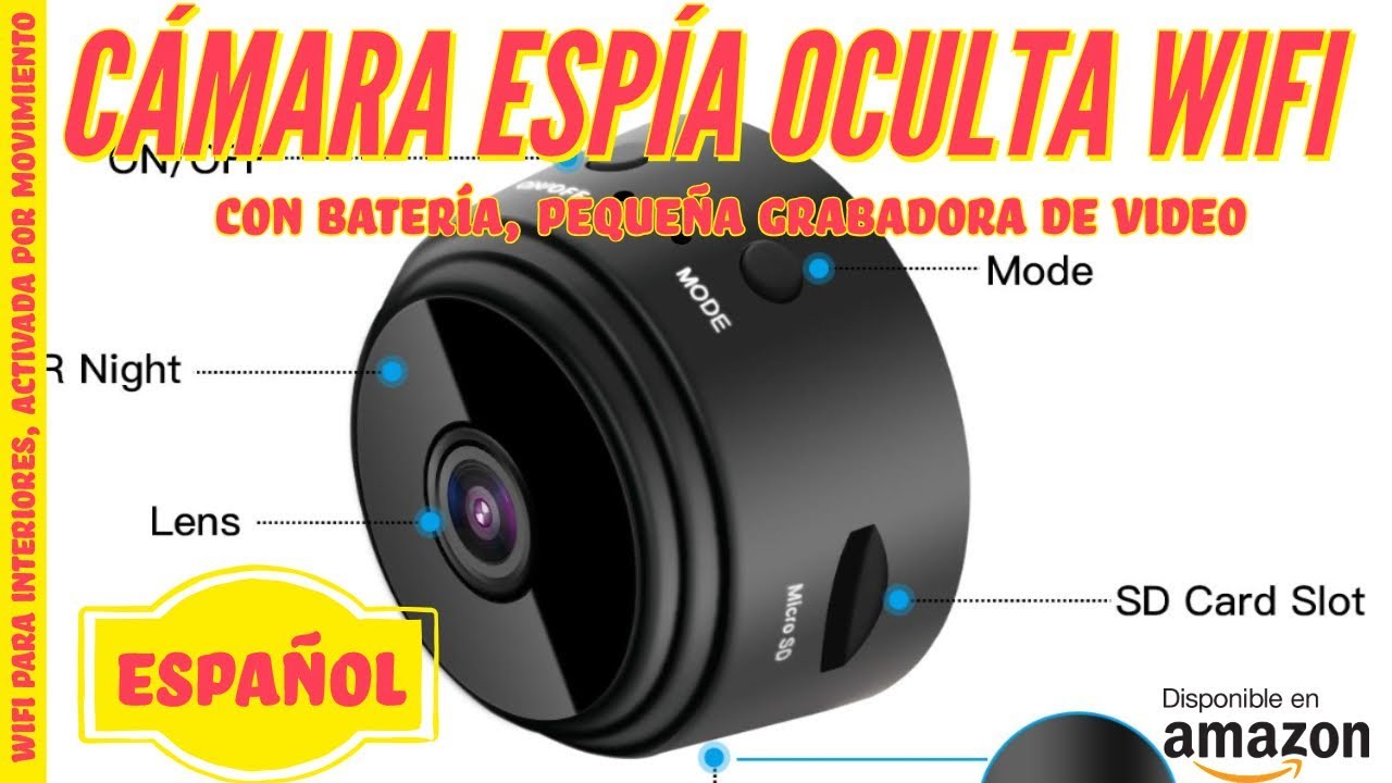 🔻Mini cámara espia oculta con batería🔻 Visión remota desde APP Full-HD 🔻  Con aviso alarma deteccion 