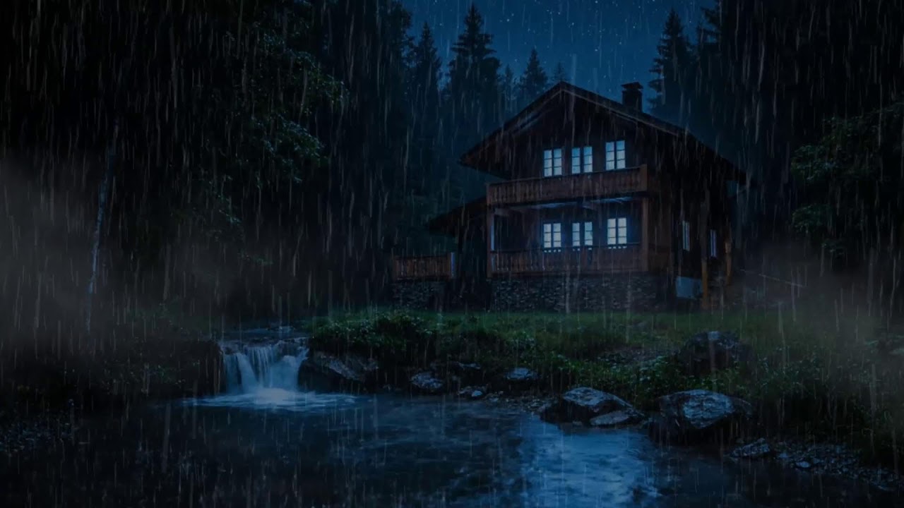 НОЧЬ В ЛЕСНОМ ДОМЕ 🌧 Очень сильный дождь по крыше | Звуки природы
