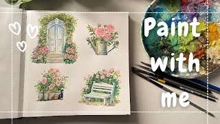 Paint with me| Floral gouache painting+Relaxing Art