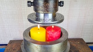 Pressing Candle Through Small Holes with Hydraulic Press - Top Satisfying Hydraulic Press Moments
