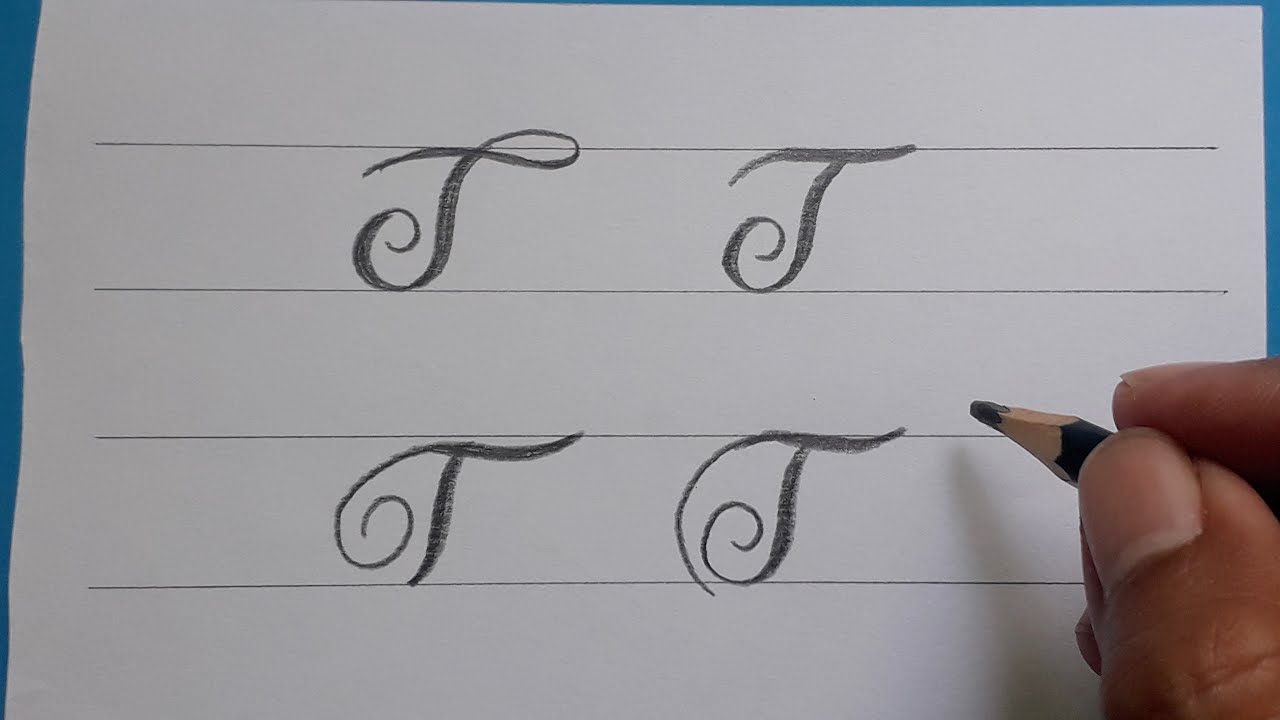 Calligraphy Handwriting Letter T in Cursive Design / How To Write Stylish  Alphabet For Beginners