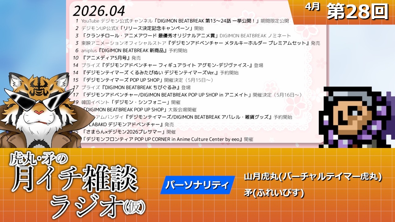 虎丸・矛の月イチ雑談ラジオ(仮)｜デジモントーク生放送　#28