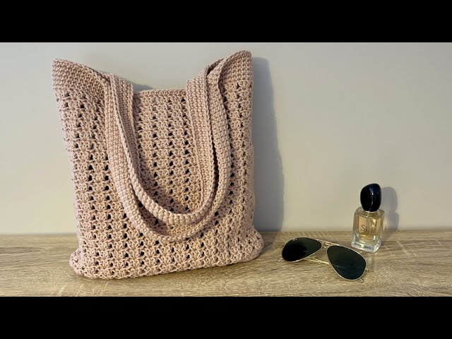 RIB-KNIT BLUE-BROWN TOTE BAG