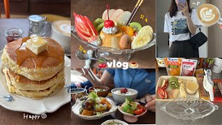 vlog》A working adult's day off opening a home café🍮🍒 | Pancakes · Pudding à la Mode