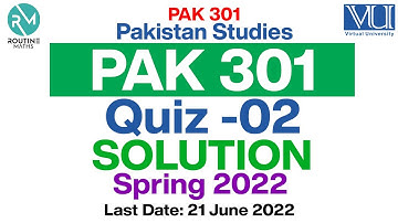 PAK301 Quiz 2 Solution Spring 2022 Semester | With References | pak301 quiz 2 solution| Chapter 6-10