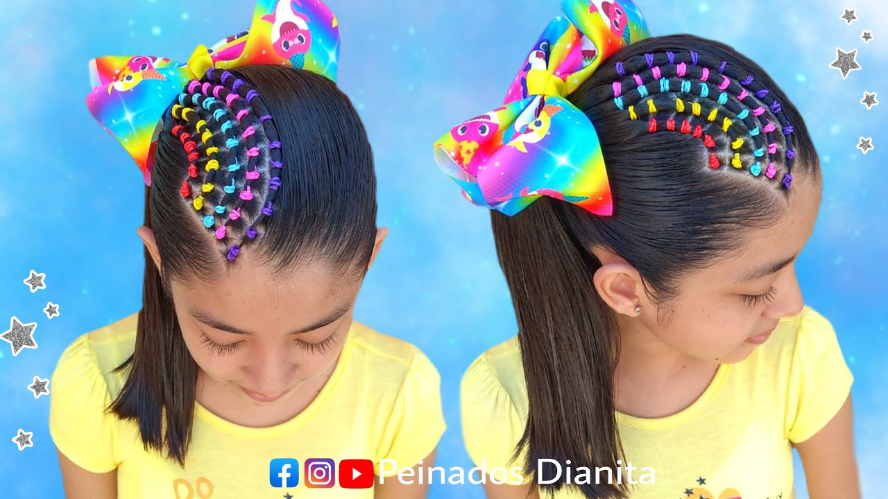 PEINADO ARCOIRIS PARA NIÑA ?✨| for girls style ?| RAINBOW COLORS ?|  PEINADOS DIANITA✨ - YouTube