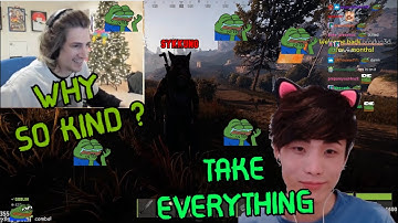 WHOLESOME SYKKUNO SHOCKS XQC AFTER GIVING HIM ALL HIS EQUIPMENT BECAUSE HE WAS SAD - WITH CHAT/ RUST