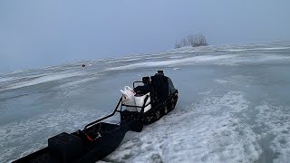 Зимняя Рыбалка и поломка мотособаки! Ловля на Жерлицы и Капканы.  Поймали Усатого!